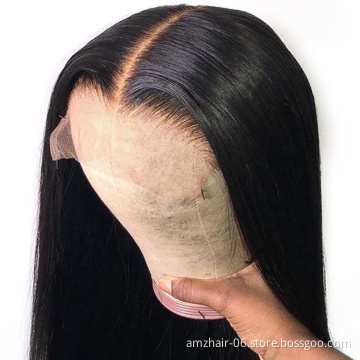 Brazilian Straight Human Virgin Hair Lace Frontal Wig 150% 180% Full HD 4x4 Lace Front Closure Wig Pre Plucked With Baby Hair